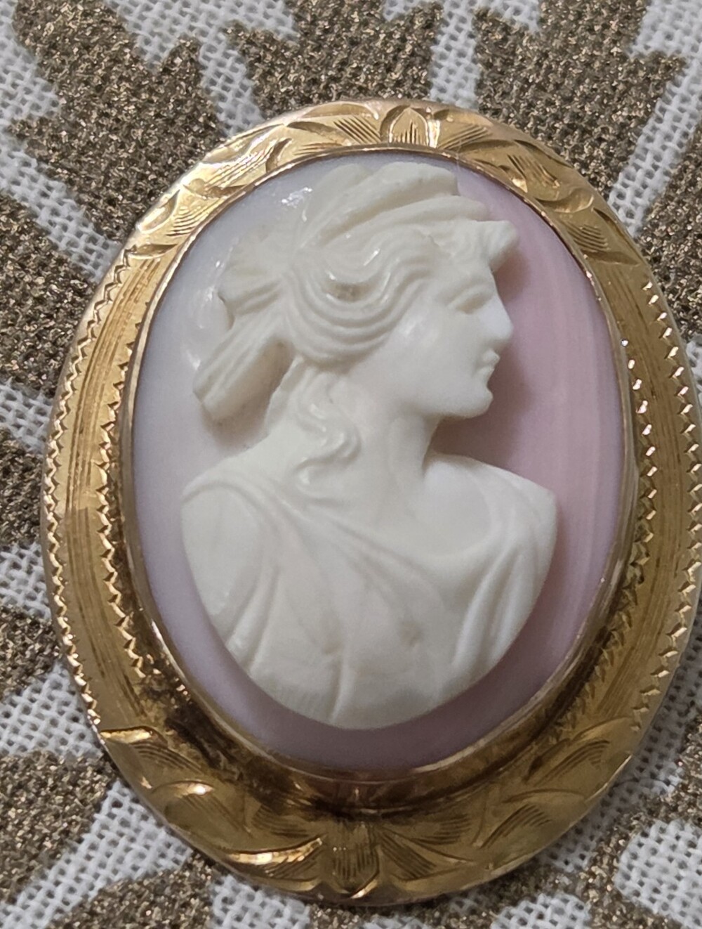 Vintage 10k Gold Framed Cameo.